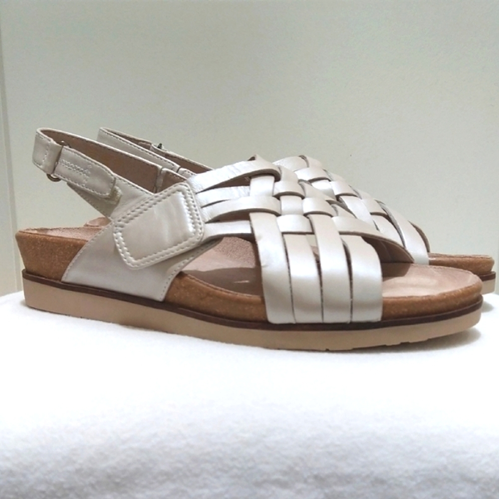 Salvia Amalfi Pearl Leather Sandals Comfort Sz 40 NWB